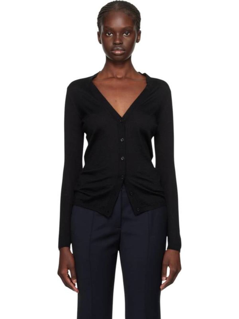 Gabriela Hearst Tori Cashmere Silk Cardigan Sweater in Black XS